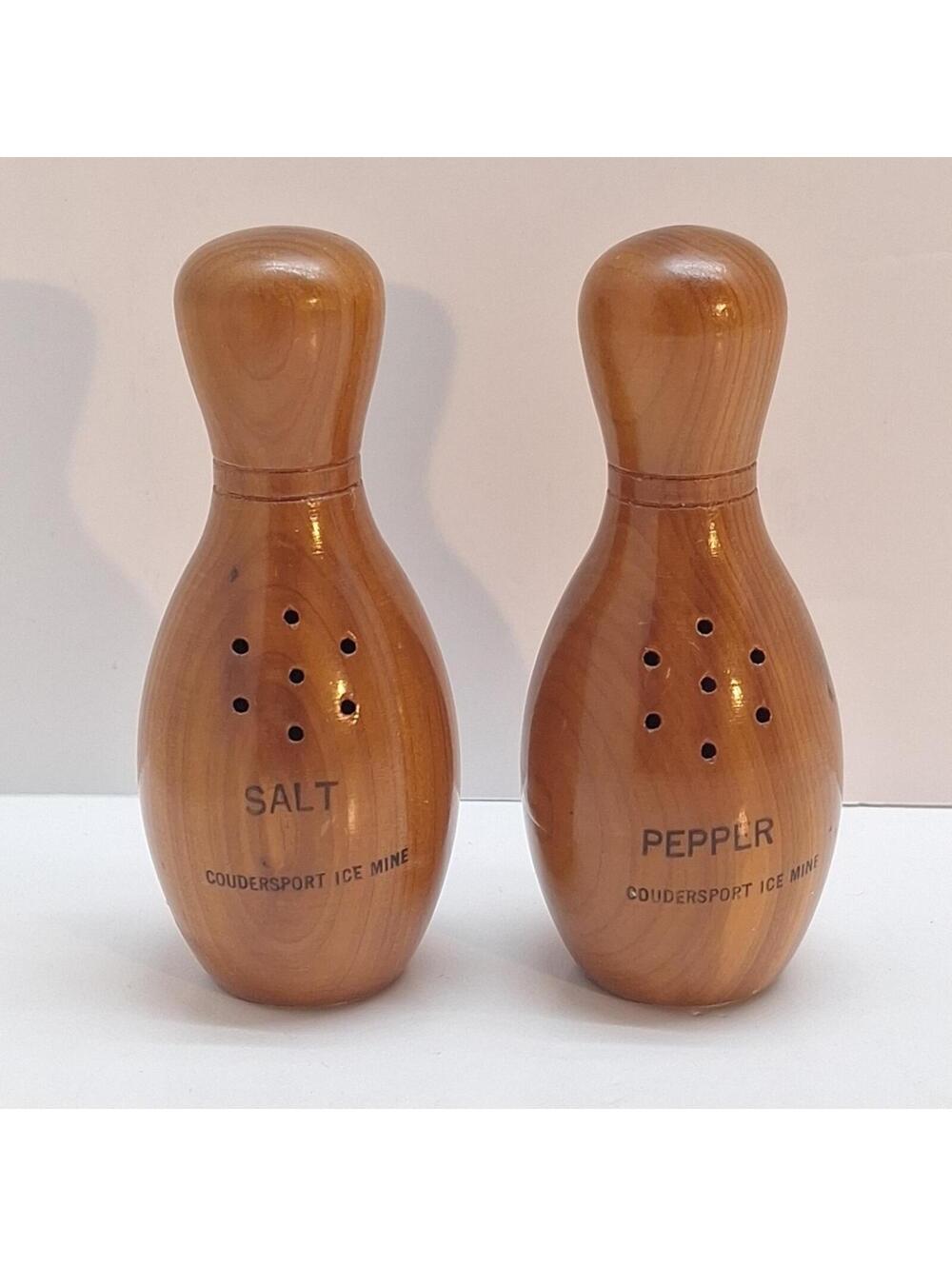 Coudersport Ice Mine Salt Pepper Shakers Bowling Pins 3.5" High